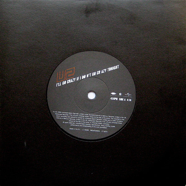 U2 : I'll Go Crazy If I Don't Go Crazy Tonight (7", Single)