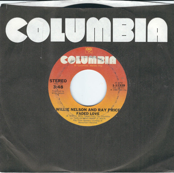 Willie Nelson And Ray Price : Faded Love (7", Single, Styrene, Ter)