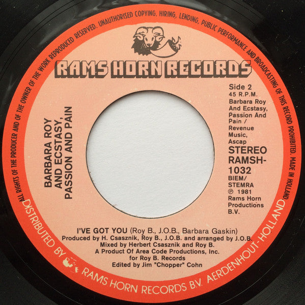Barbara Roy And Ecstasy, Passion & Pain : If You Want Me (7", Single)