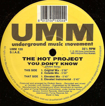 The Hot Project : You Don't Know (12")