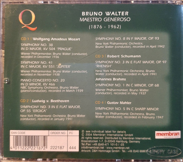Bruno Walter : Maestro Generoso (1876-1962) (4xCD, Comp)