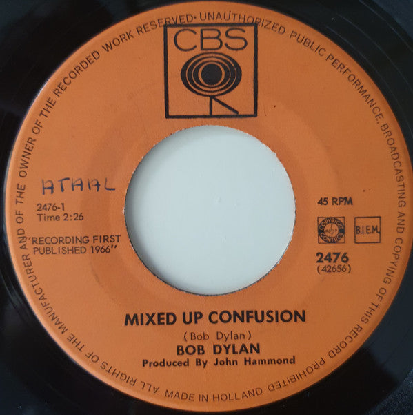 Bob Dylan : Mixed Up Confusion / Corrina, Corrina (7", Single)