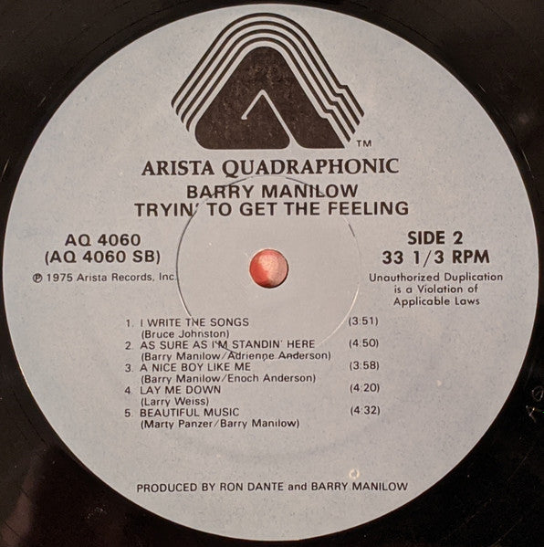 Barry Manilow : Tryin' To Get The Feeling (LP, Album, Quad)