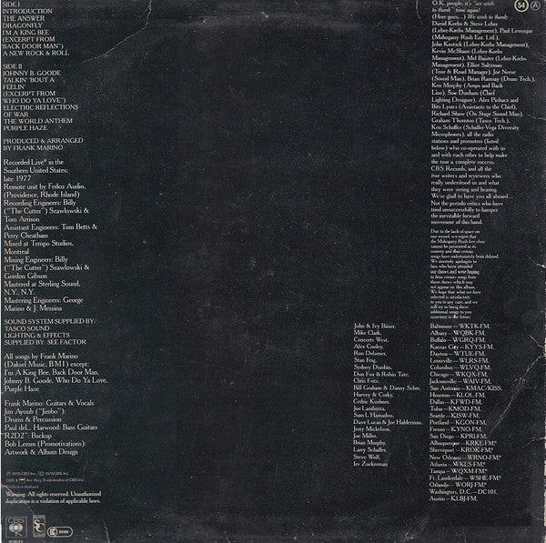 Frank Marino & Mahogany Rush : Live (LP, Album)