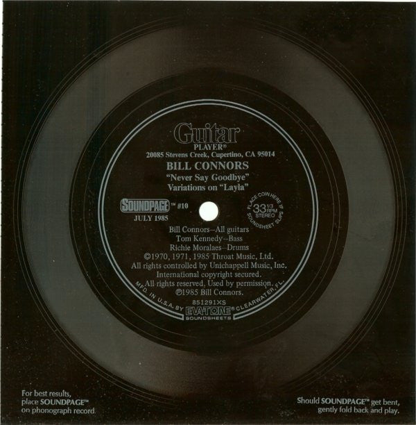 Bill Connors : Never Say Goodbye / Variations On "Layla" (Flexi, 6", S/Sided, Squ)