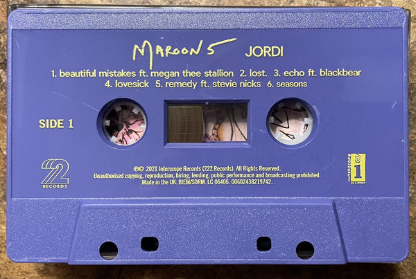 Maroon 5 : Jordi (Cass, Album, Lav)