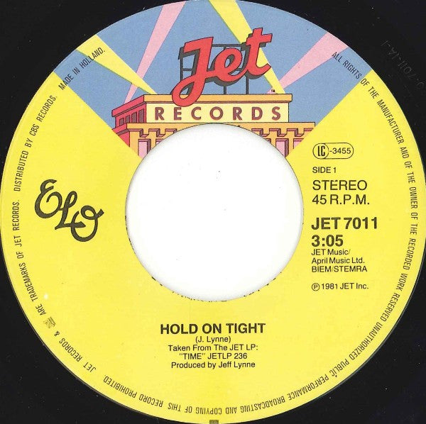 Electric Light Orchestra : Hold On Tight (7", Single, Mis)