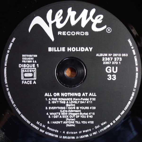 Billie Holiday : All Or Nothing At All (2xLP, Comp, Gat)