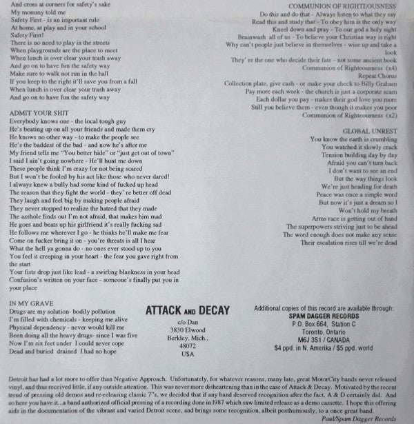 Attack & Decay : Squirrel Sonatas In The Key Of C (7", RE)