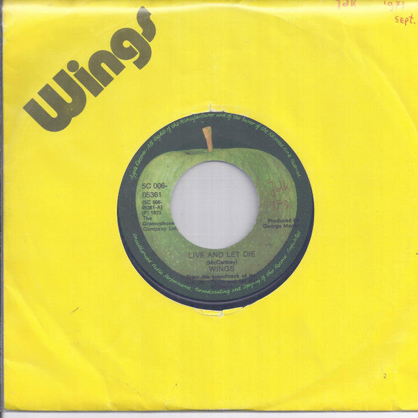 Wings (2) : Live And Let Die (7", Single)