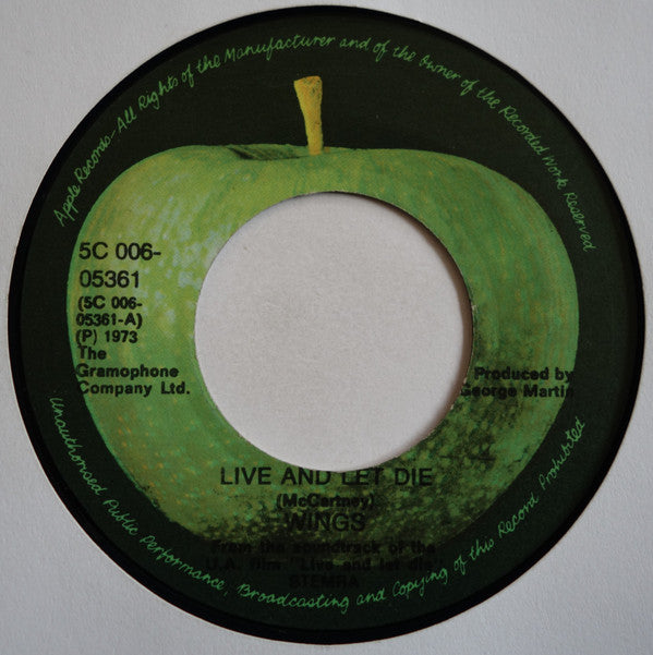 Wings (2) : Live And Let Die (7", Single)