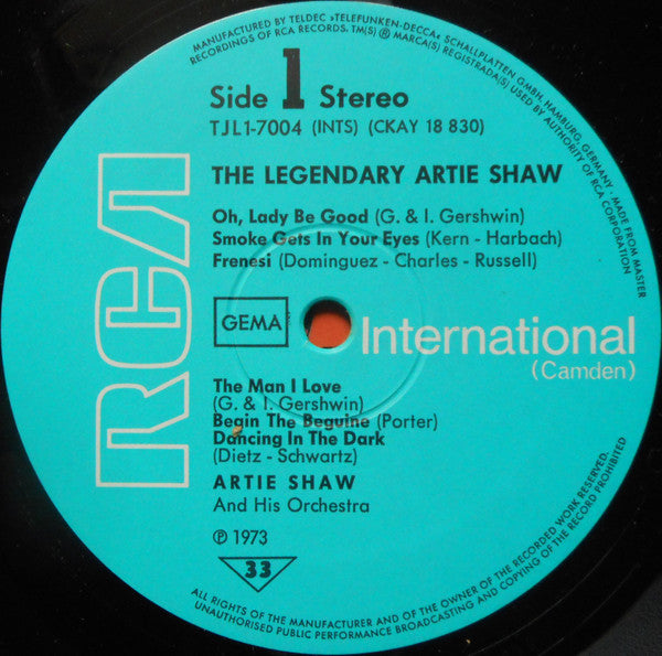 Artie Shaw And His Orchestra : The Legendary Artie Shaw (LP, Comp)