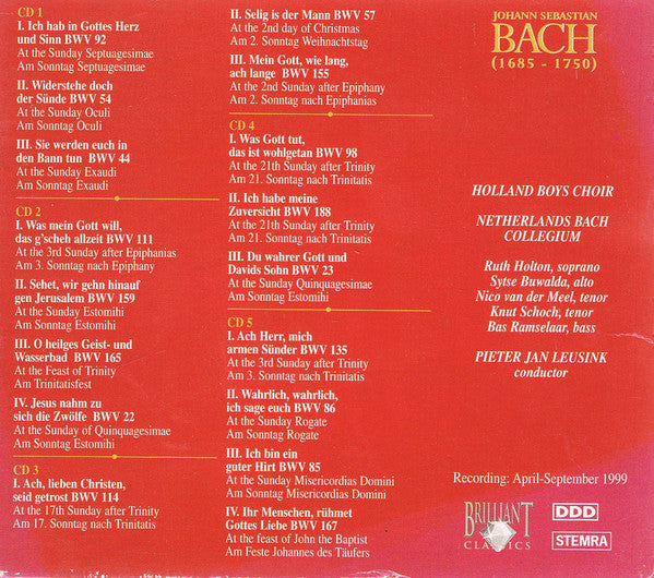 Johann Sebastian Bach : Cantatas Vol. II / Kantaten Vol. II (5xCD, Album + Box)