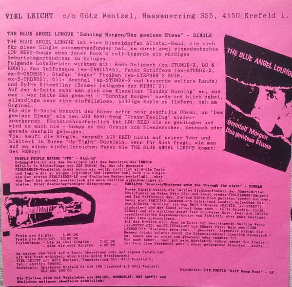 The Blue Angel Lounge : Sonntag Morgen / Das Gewisse Etwas (7", Single)