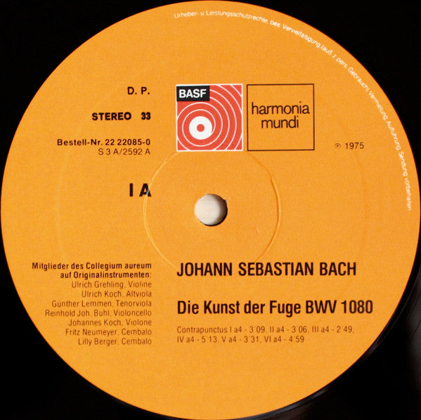 J.S.Bach* - Mitglieder des Collegium Aureum* : Die Kunst Der Fuge (2xLP, Album, Gat)