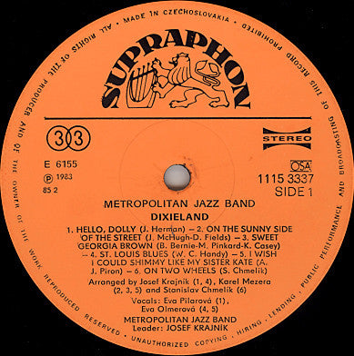 Metropolitan Jazz Band : Dixieland (LP, Album, RP)
