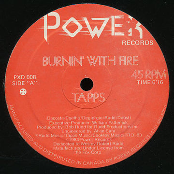 Tapps : Burnin' With Fire / My Forbidden Lover (Remix) (12", Red)