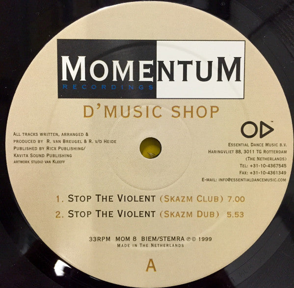 D'Music Shop : Stop The Violent (12", Com)