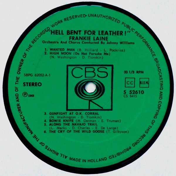 Frankie Laine : Hell Bent For Leather! (LP, Album)