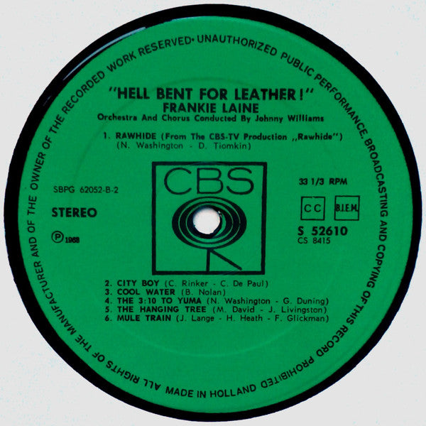 Frankie Laine : Hell Bent For Leather! (LP, Album)