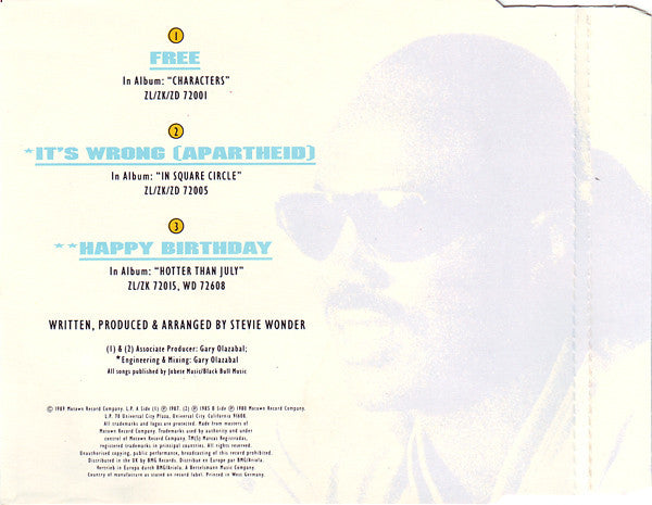 Stevie Wonder : Free (CD, Single)