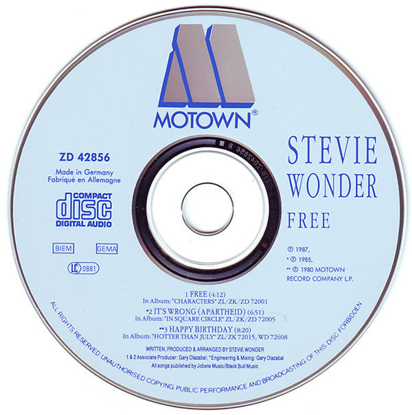 Stevie Wonder : Free (CD, Single)