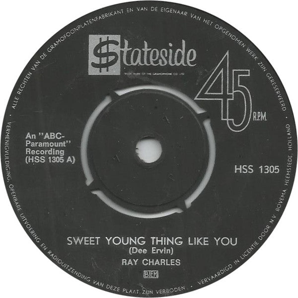 Ray Charles : Sweet Young Little Thing (7", Single, Mono)