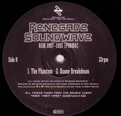 Renegade Soundwave : RSW 1987-1995 [Promo] (12", Promo, Smplr)