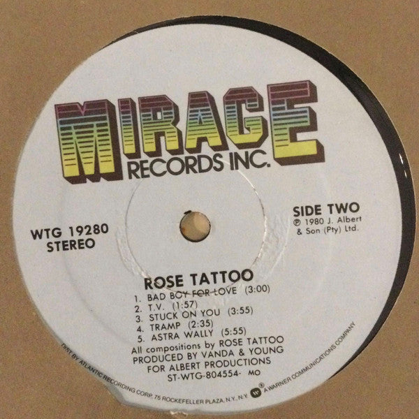 Rose Tattoo : Rose Tattoo (LP, Album, Mon)