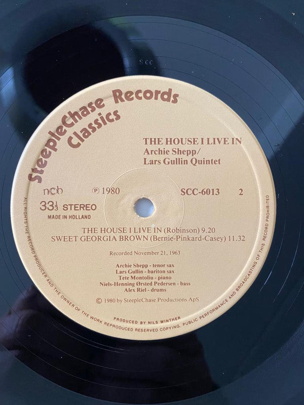 Archie Shepp/Lars Gullin Quintet : The House I Live In (LP, Album)