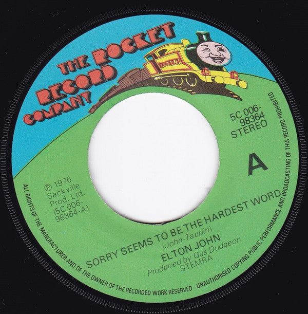Elton John : Sorry Seems To Be The Hardest Word (7", Single)