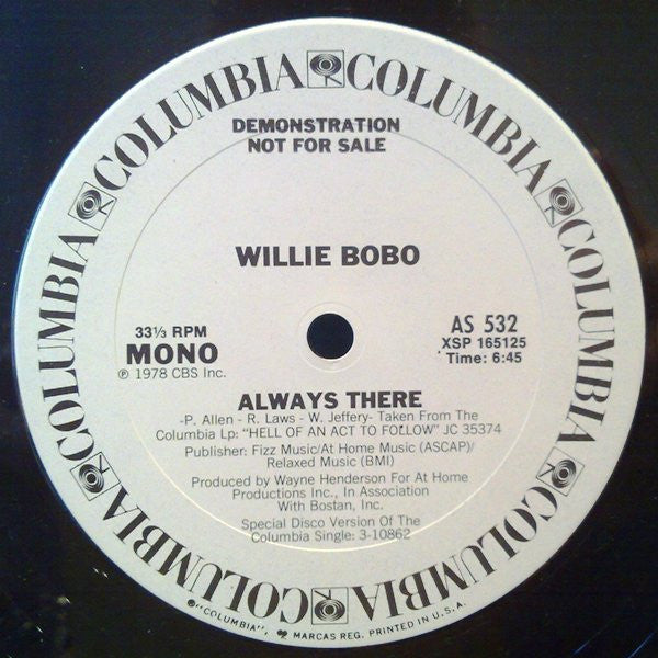 Willie Bobo : Always There (12", Promo)