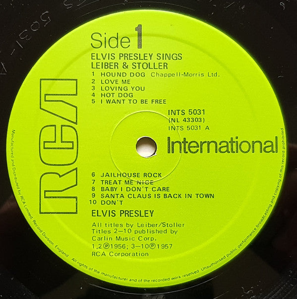Elvis Presley : Elvis Presley Sings Leiber & Stoller (LP, Comp, Mono)