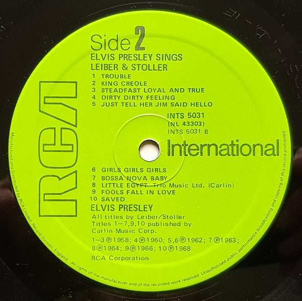 Elvis Presley : Elvis Presley Sings Leiber & Stoller (LP, Comp, Mono)