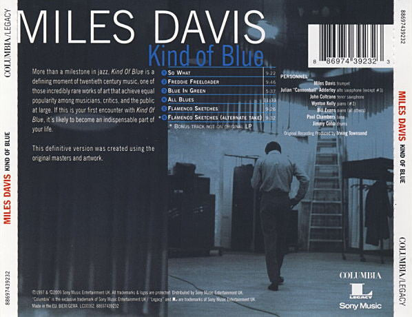 Miles Davis : Kind Of Blue (CD, Album, RE, RM)