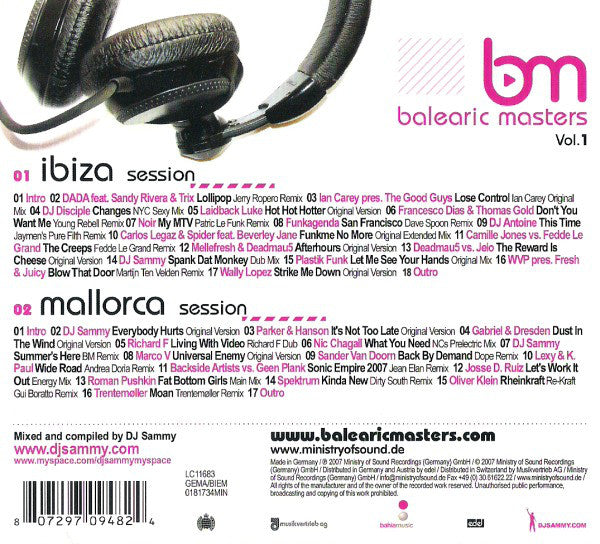 DJ Sammy : Balearic Masters Vol. 1 (2xCD, Comp, Mixed, Dig)