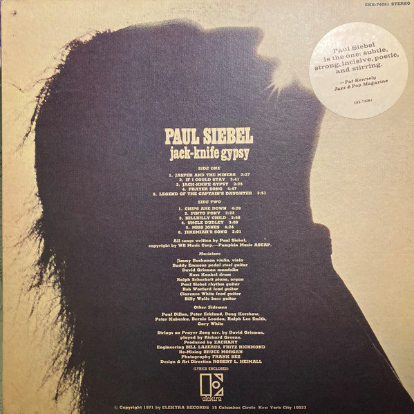 Paul Siebel : Jack-Knife Gypsy (LP, Album, Promo)