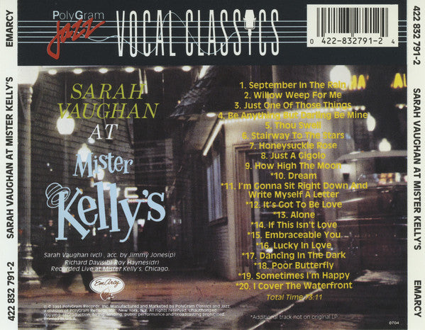 Sarah Vaughan And Her Trio : Sarah Vaughan At Mister Kelly's (CD, Album, RE, RM)