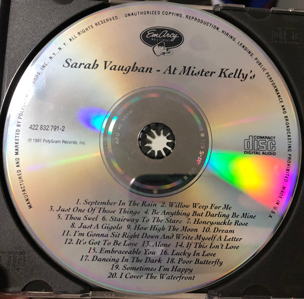 Sarah Vaughan And Her Trio : Sarah Vaughan At Mister Kelly's (CD, Album, RE, RM)