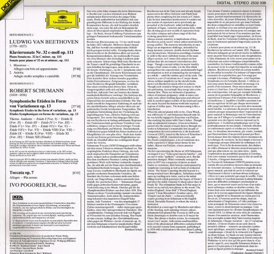 Ivo Pogorelich, Beethoven* / Schumann* : Klaviersonate = Piano Sonata Op. 111 / Symphonische Etüden • Toccata (LP)