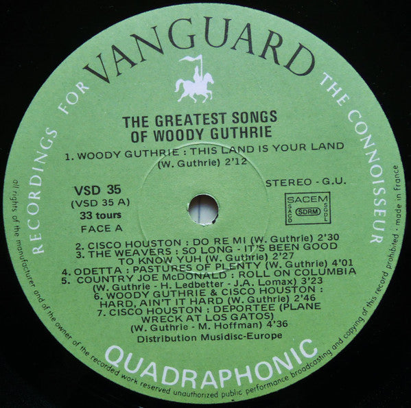 Various : The Greatest Songs Of Woody Guthrie (2xLP, Comp, Gat)