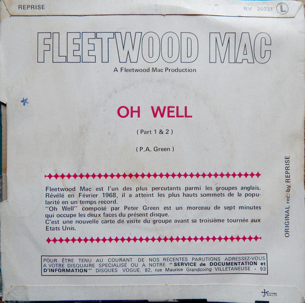Fleetwood Mac : Oh Well (Parts 1 & 2) (7", Single)