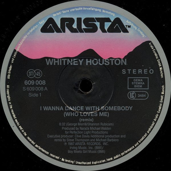 Whitney Houston : I Wanna Dance With Somebody (Who Loves Me) (12", Maxi, Single)