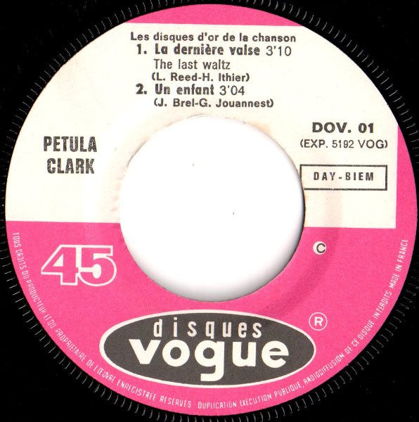 Petula Clark : Les Disques D'or De La Chanson (7", EP, Gat)