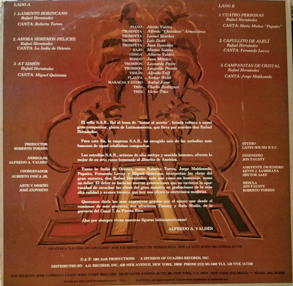 SAR All Stars : Interpretan A Rafael Hernandez (LP, Album)