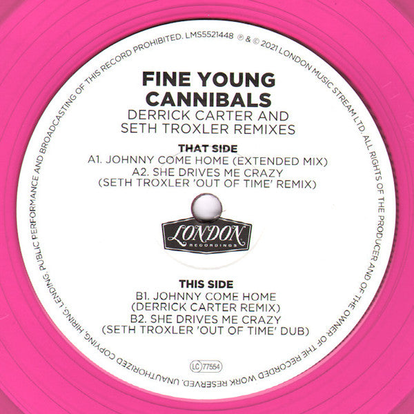 Fine Young Cannibals : She Drives Me Crazy (Seth Troxler And Derrick Carter Remixes) (12", RSD, Ltd, Pin)