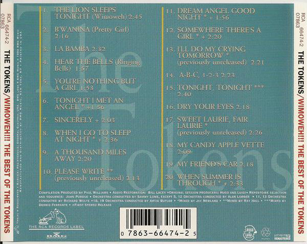 The Tokens : Wimoweh!!!  The Best Of The Tokens (CD, Comp, RM)