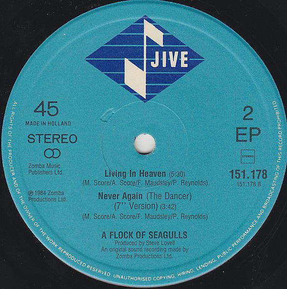 A Flock Of Seagulls : Never Again (The Dancer) (12", EP)