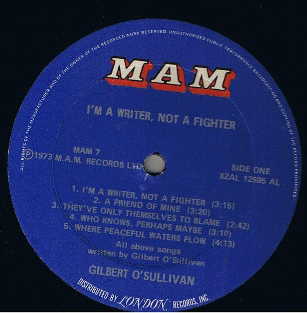 Gilbert O'Sullivan : I'm A Writer, Not A Fighter (LP, Album)