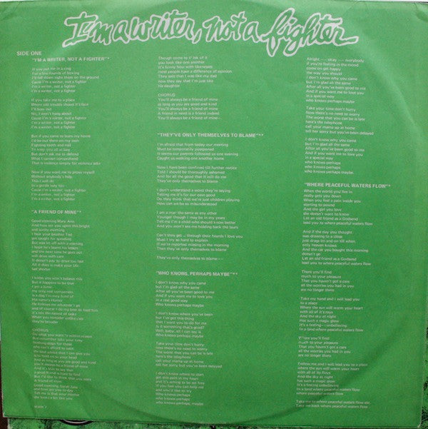 Gilbert O'Sullivan : I'm A Writer, Not A Fighter (LP, Album)